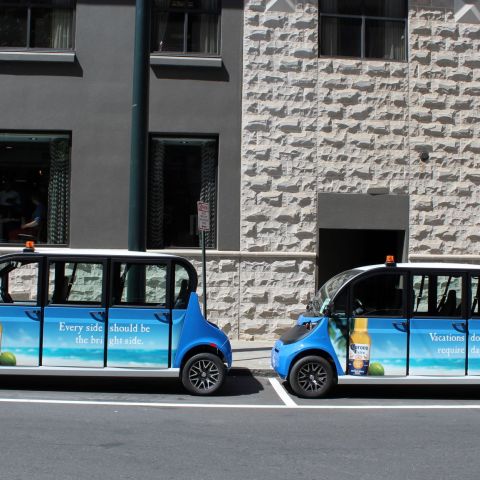 electric cars on the side of the road