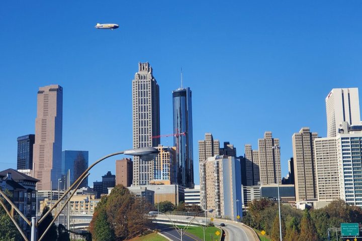 a tall building in a city